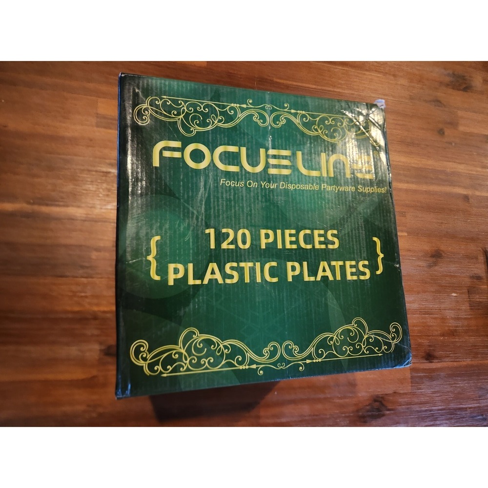 FOCUSLINE 120‎ Piece Gold Plastic Plates 60 Dinner Plates 10.25 Inch 60 Salad